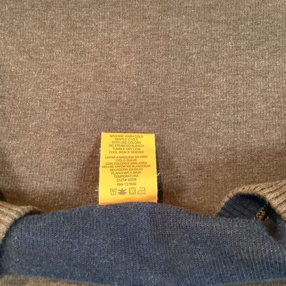 Tailor Vintage Sweater Mens XXL  Brown Blue Pullover Reversible V-Neck Cotton - Picture 8 of 9